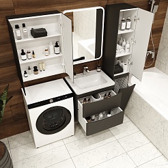 Style Line Мебель для ванной Бергамо Мини 60 подвесная черная Люкс антискрейтч Plus – фотография-17